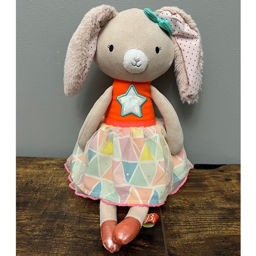 B. Softies Tippy Toes Becky Bunny Plush Stuffed Animal Orange Star Tutu B. Toys